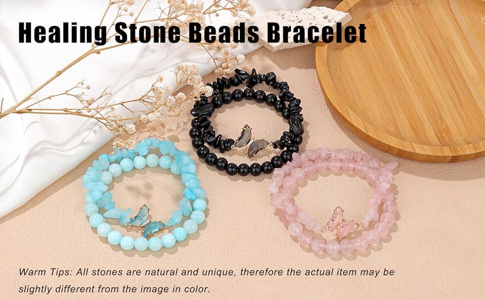 Butterfly Healing Stone Bracelets Set