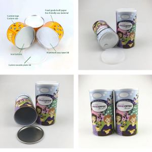 Custom wholesale eco-friendly paper coffee packaging jars with airtight lids