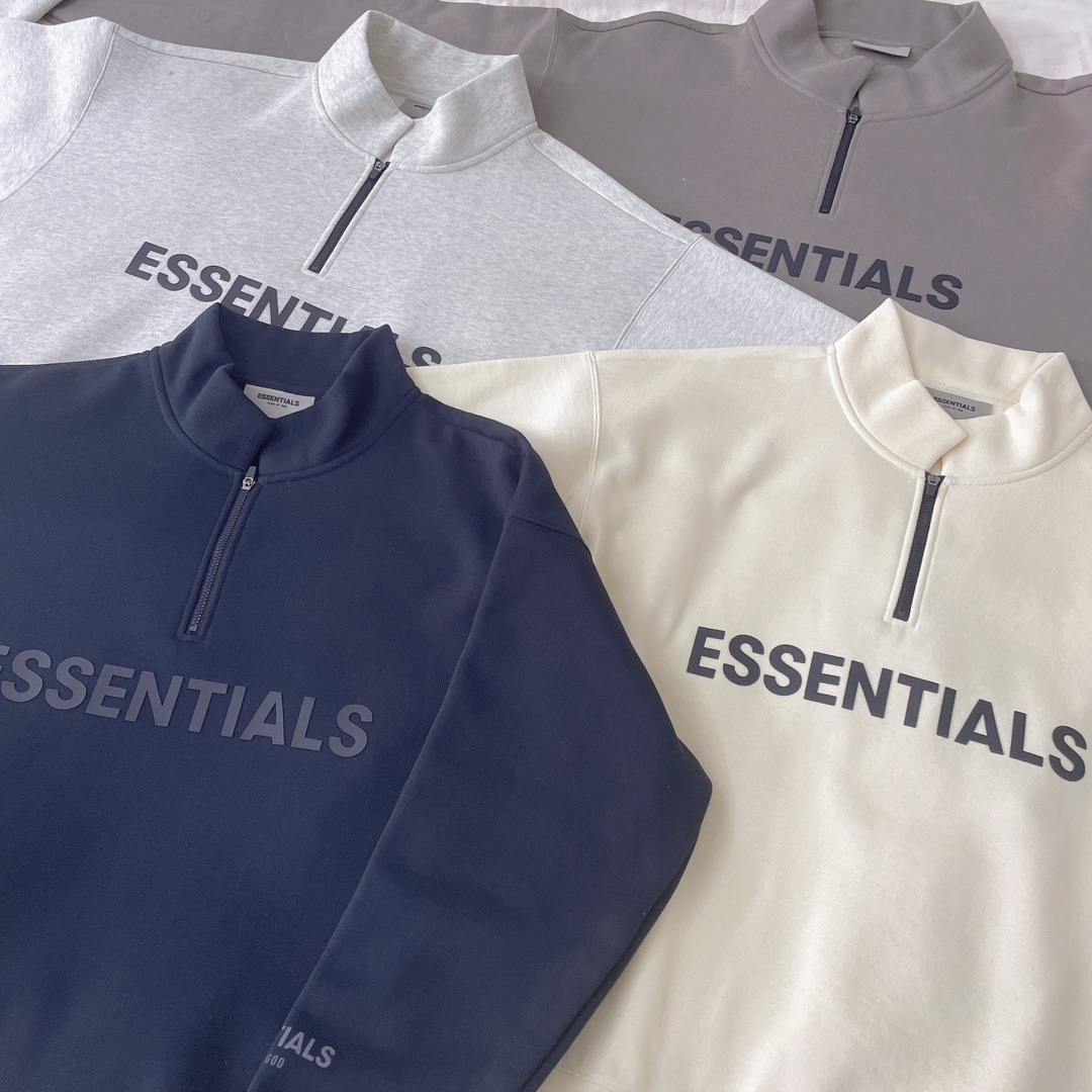 Custom Women Men Zip Up Long Sleeve Sweatshirt Jersey Fabric Essentials Half Zip Sweatshirt