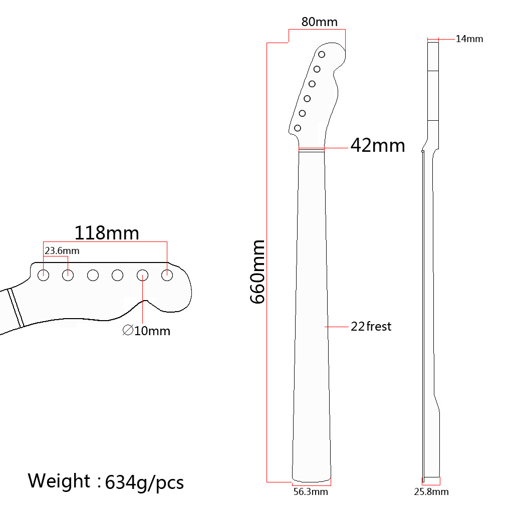 Vintage Guitar Maple Neck Telecaster Neck 22 Frets White Dots High Gloss Rosewood Fingerboard