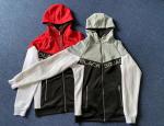 Sports Color Matching Mens Zip Front Hoodie 100% Polyester