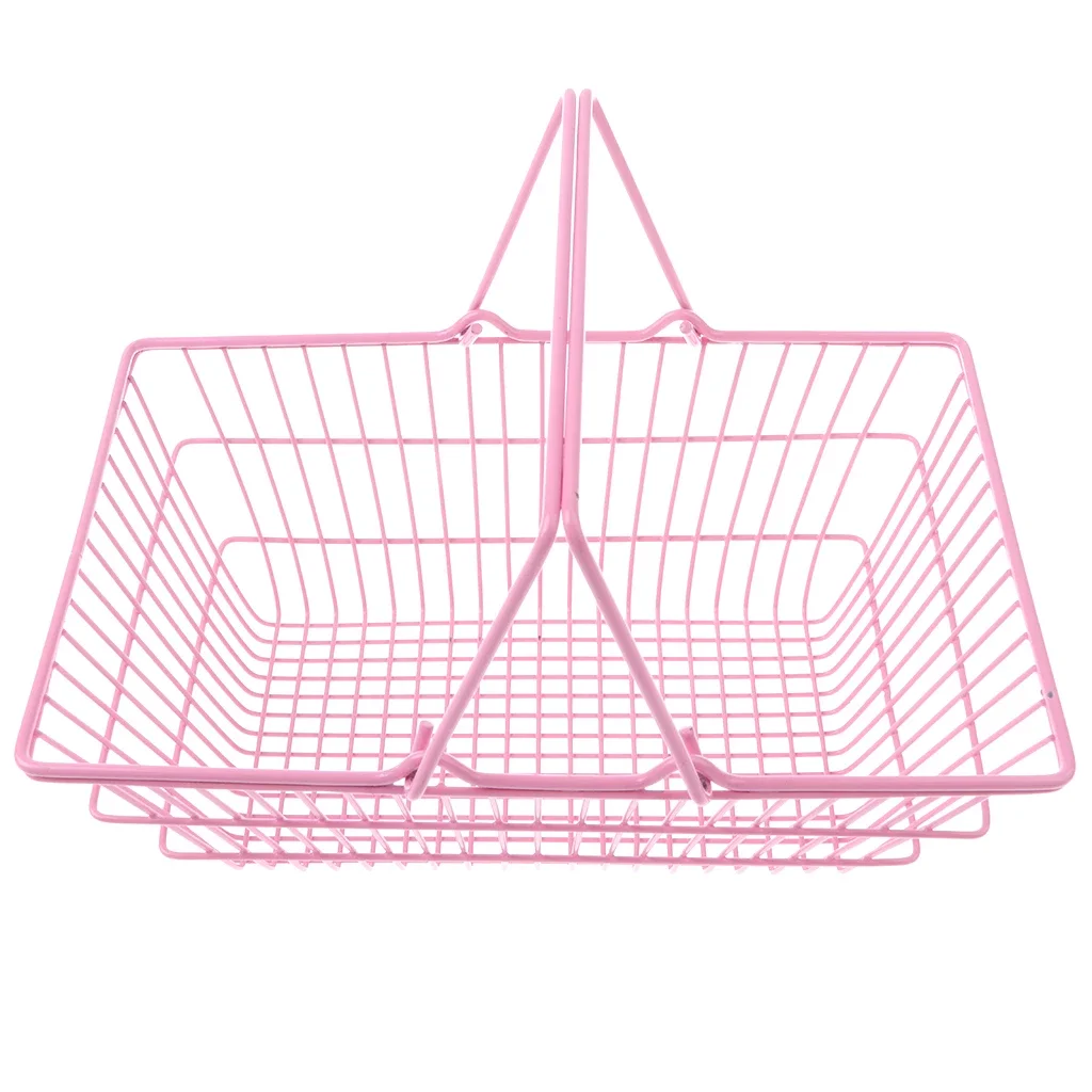 Nail Polishes Pink Shopping Baskets Stainless Steel Mini For Retail Stores