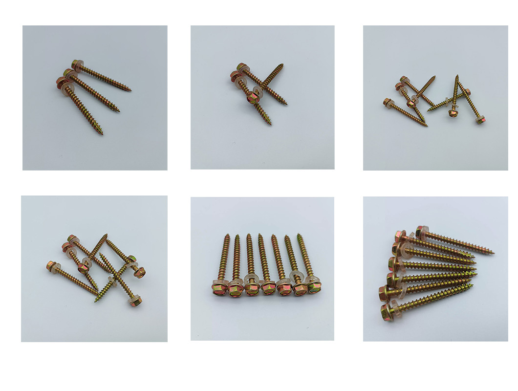 Zinc Coated ST4.8-ST6.3 Hexagonal Head Wood Tapping Screws With Washer Slotted End