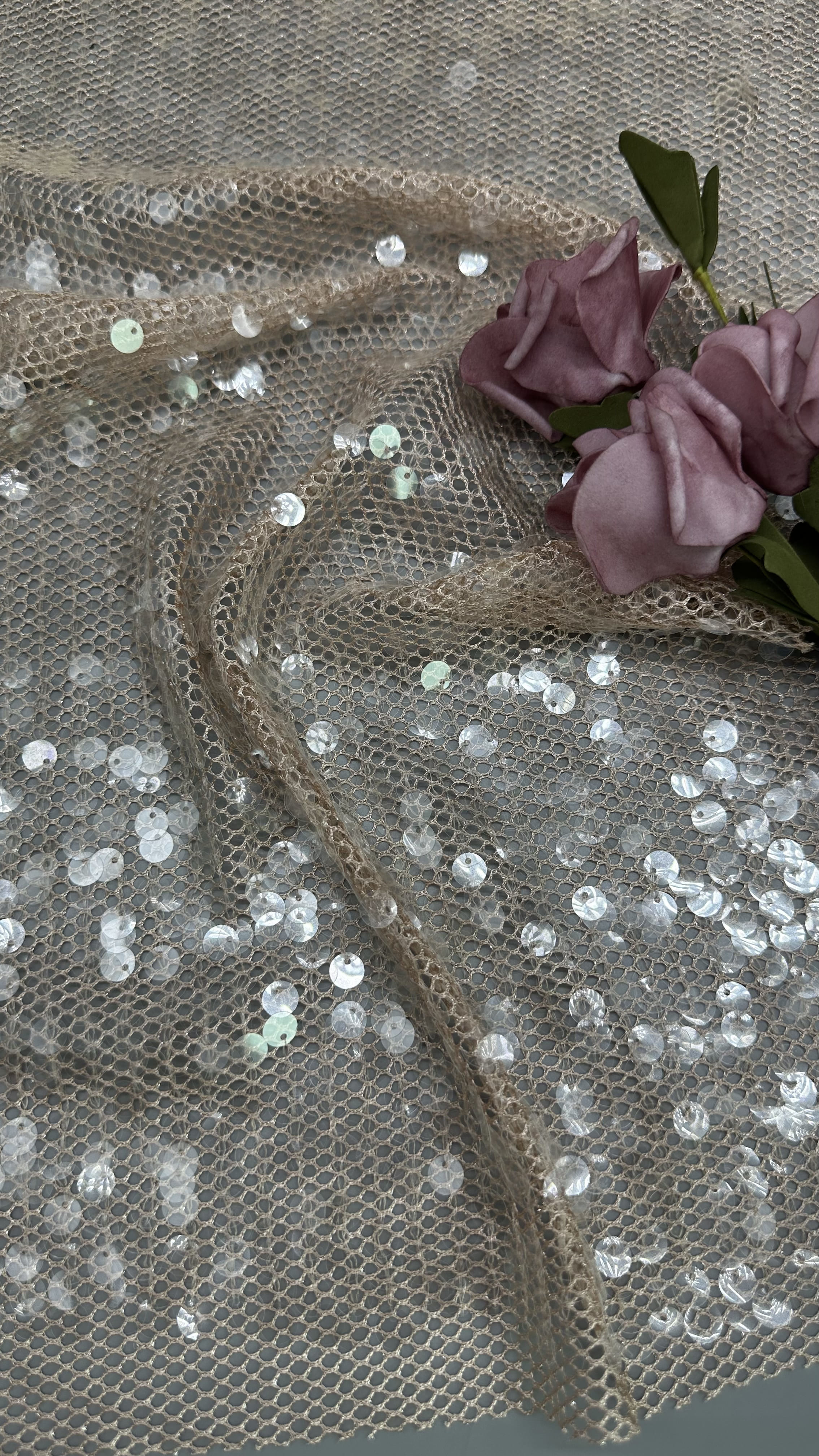 Leafy Luxury Sequin Lace Embroidered Fabric Elegant And Breathe For Evening Occasion