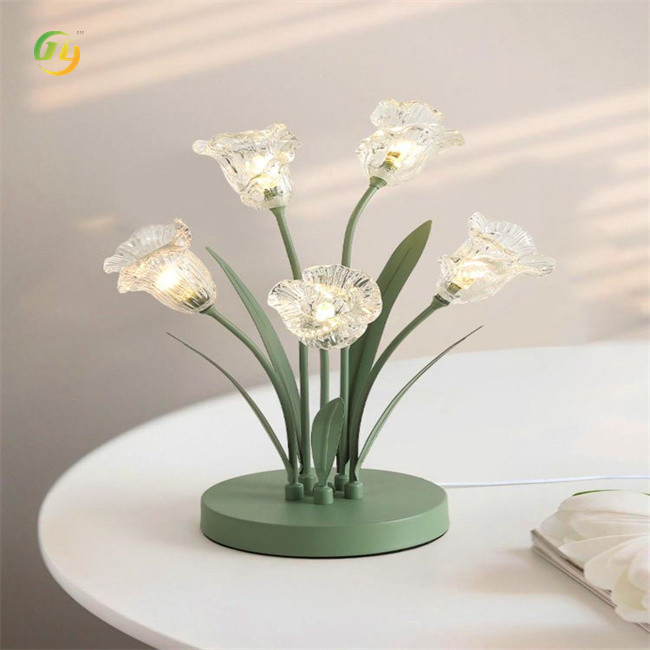 Glass Flower Model Innovation Unique Decoration Modern Led Table Lamps Table Lamps Indoor