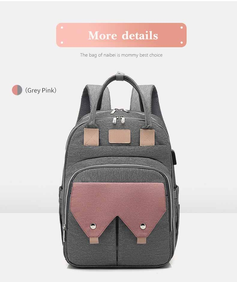 Large Capacity Mom Baby Bag Multi-function Waterproof Outdoor Travel Diaper Bag With USB Charging For Baby Care
