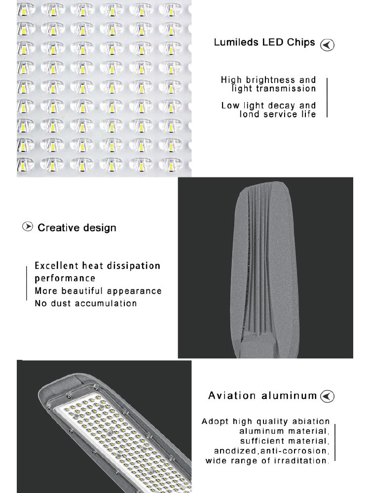 KCD Waterproof IP65 Durable Aluminum Housing Pc Lens Ac Lamp Lights 100w Led Outdoor Street Light