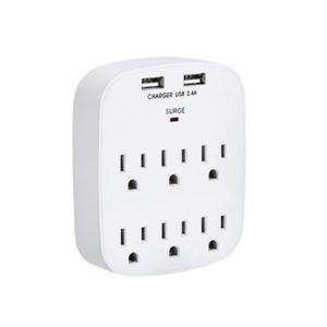 China Wall Power Socket And Wall Tap One Input 6 Outlet 2 USB Surge UL cUL passed factory