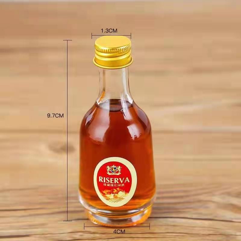 Liquor Vodka Wine Glass Bottles 50ml Aluminum Lids Empty Whisky Bottle