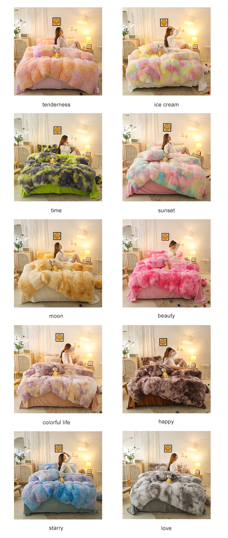 Fabric Density 173 * 118 Colored 4-Piece Mink Crystal Milk Rabbit Velvet Bedding Set