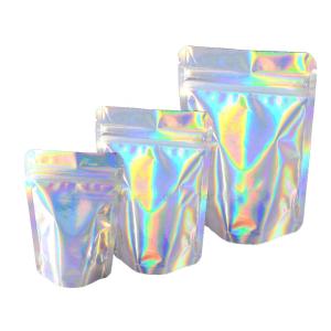 China Resealable Aluminum Foil Custom Mylar Bag Holographic Stand Up Pouch on sale
