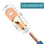 Moistureproof Battery Ring Terminal , 5/16 Copper 0 Gauge Wire Connectors 8pcs