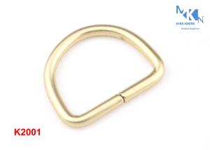 China Iron Material D Ring Buckle Light Gold Color Polished Hanging Plating For Canvas Pet Belt factory