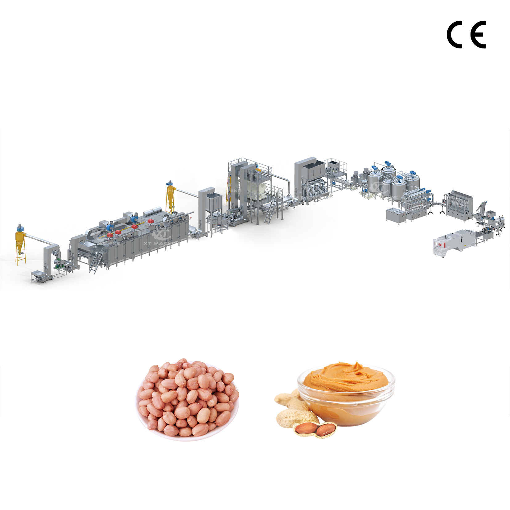 Peanut Butter Production Line Peanut Butter Processing Plant High Automation Ease of Operation by PLC control 2000kg/h