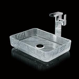 China Crystal Clear Rectangular Countertop Sink Bathroom 460mm 330mm 105mm Hand Wash factory