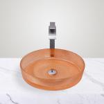 Clear Orange Glass Vessel Basins 12mm Thickness For Modern Bathrooms