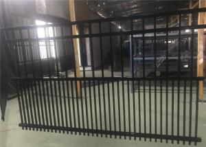 China 2.1mx2.4m rail 40mm she tube Australia Black Heavy Duty Welded Security garrison steel picket fencing/Garrison Fence Pan factory