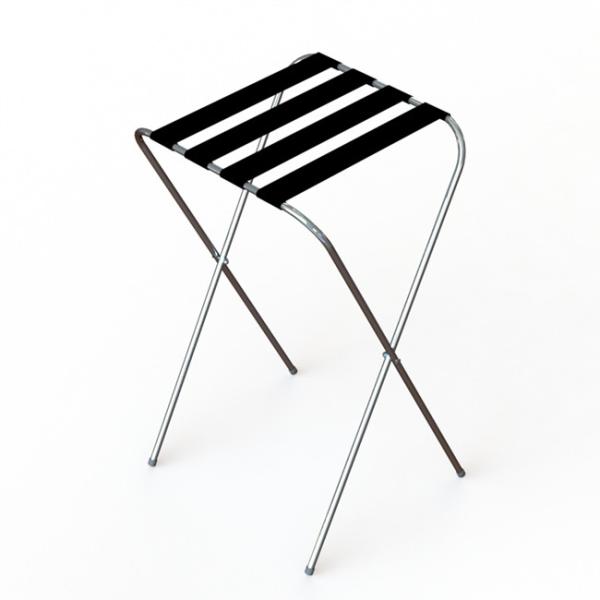 China Chrome Foldable Hotel Display Stand With 4 Black Nylon Webbing factory