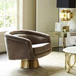Luxury Comfy Swivel Sofa Chair With Brushed Stainless Steel Swivel Base