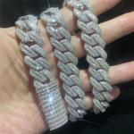 Hip Hop Miami Hip Hop Jewelry VVS 3ROW Moissanite Cuban Link Necklace