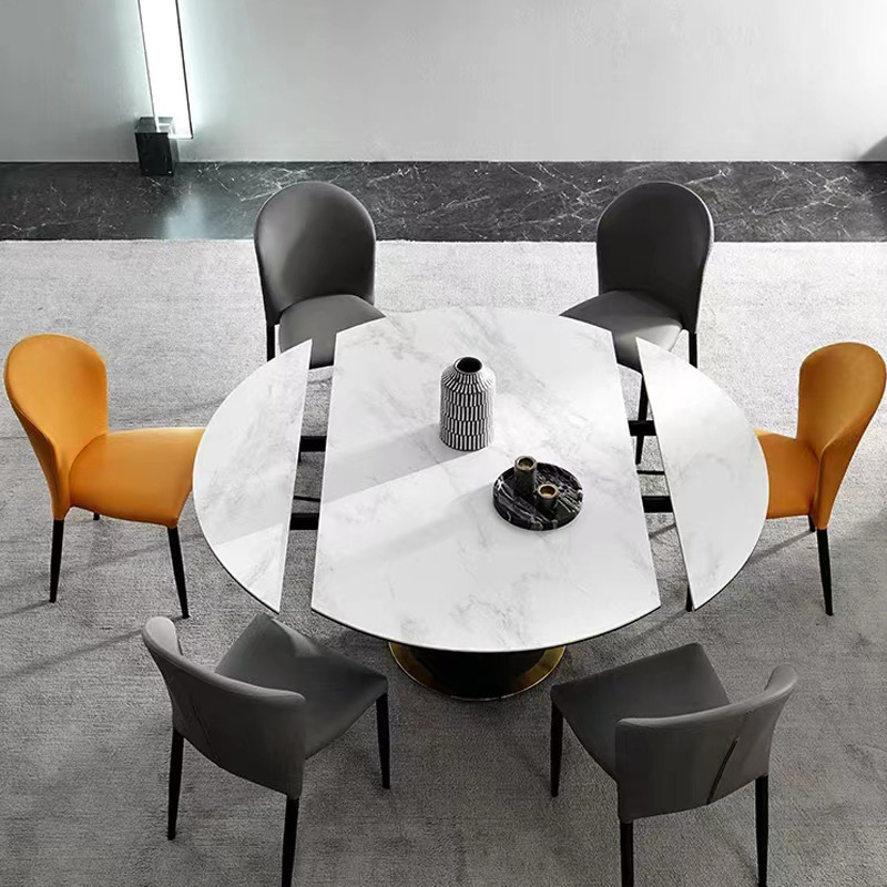 Elegant Ceramic Round Extendable Dining Room Table 8 Seater Modern Stylish