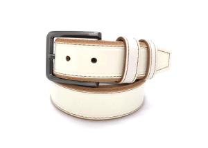 China White Mens Casual Leather Belt For Work Dress 1 1/2” Wide 4MM Thick Alloy Prong Buckle factory