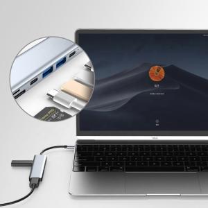 Gray 7 In 1 USB C To HDMI Adapter Hub Dock with 4K HD HDMI PD SD TF SD/TF Card