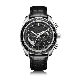 China 45mm Alloy Shell Mens Mechanical Watches Leather Strap Automatic Movement factory