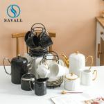 Irregular Gold Rim Porcelain Cups And Saucers Savall Breakfast Cup Saucer