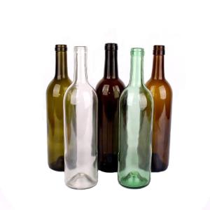 China 500ml 750ml Colored Empty Glass Wine Bottles With Cork Lids factory