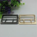 Hanging gold and gunmetal color zinc alloy custom double pin belt buckle for