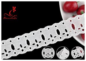 China Original Cotton Lace Fabric Trim With Double Scalloped Edge Via SGS factory