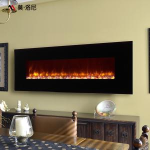 China 1480mm Mantel Wall Mounted Electric Fireplace Black Cold Rolled Iron Frame factory