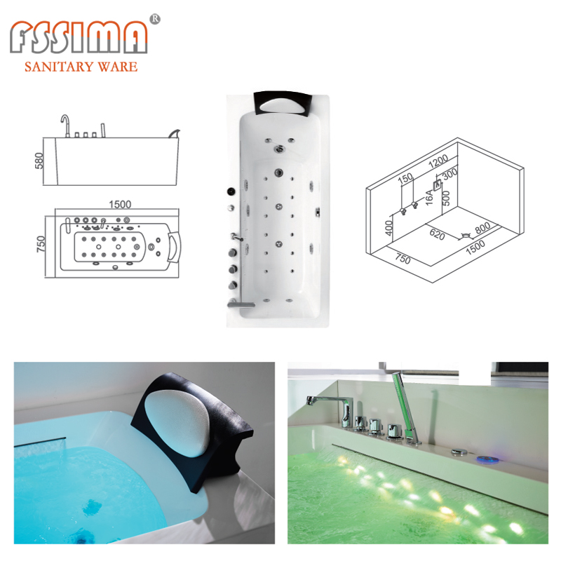 2 Person Freestanding Jetted Bathtub With Seat Hot Tub Jet Spa Lazy 1600x750