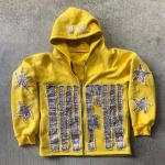Men 500gsm Cotton Distressed Custom Embroidered Zip Up Hoodies Zip Up Acid Wash