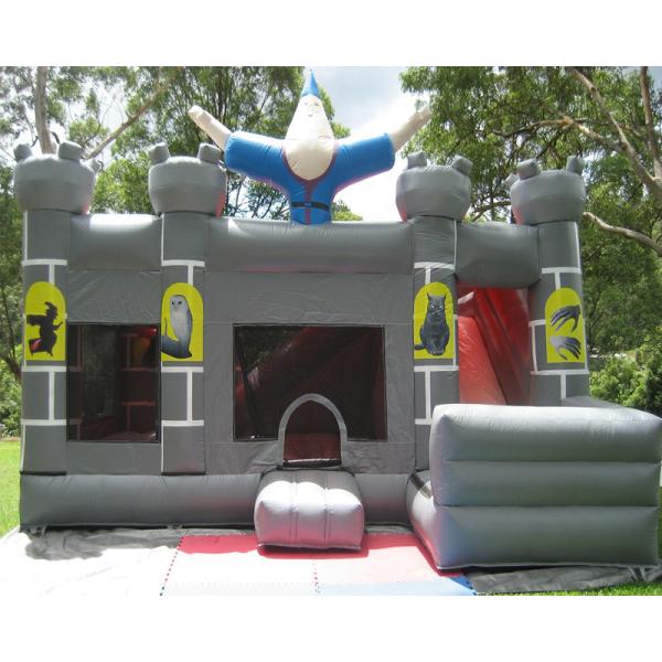 Wizard Combo Slide Inflatable Commercial Bouncy Castles Anime Design 1 Year