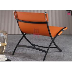 Bowed Tanned Leather Unfoldable 0.5cbm Single Sofa Chair