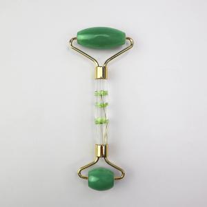 China Noiseless Jade Roller Face Massager Green Aventurine Face Roller For Puffy Eyes factory