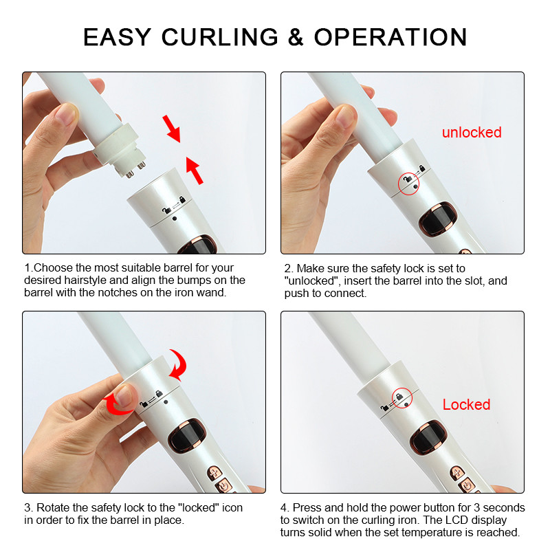 Ceramic Interchangeable Curling Tongs PTC heating for salon home