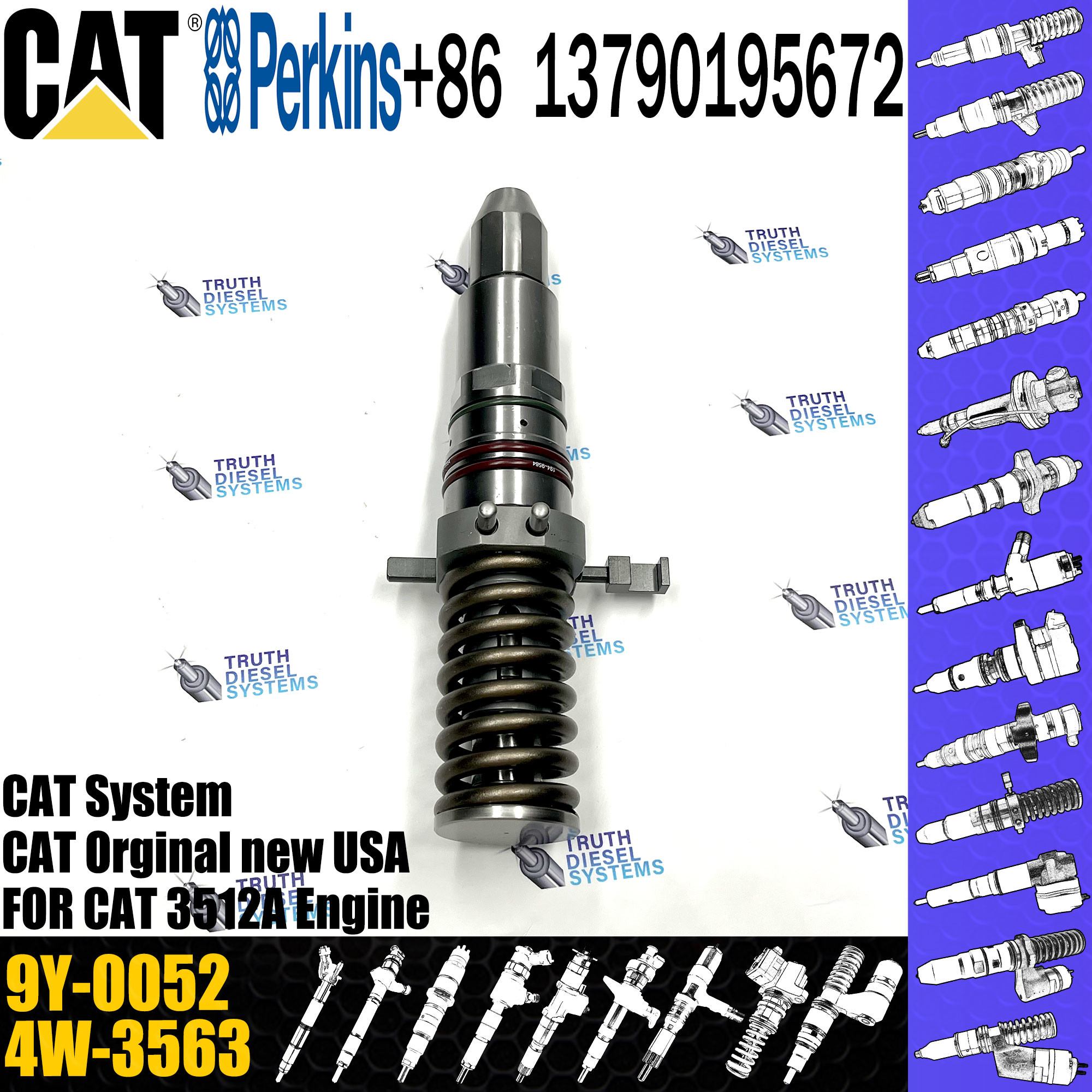 Fuel Injectors 9Y-0052 7E-6408 7E-3384 0R-3052 OR-3052 7C-9577 7E-8836 7E-3382 9Y-1785 for Caterpillar 3512A