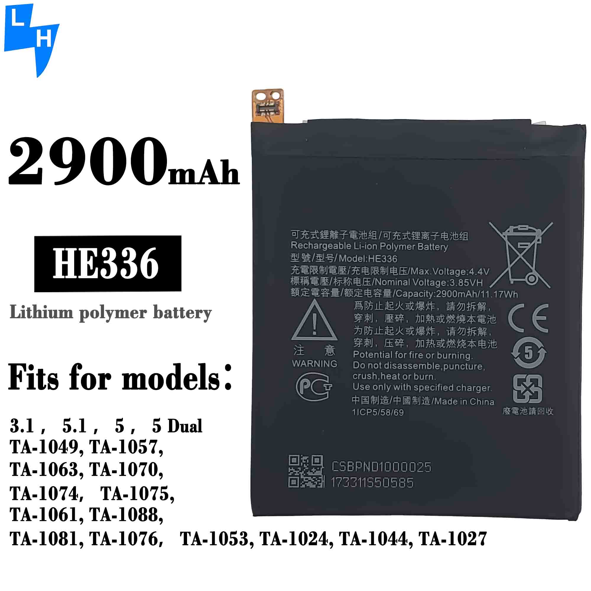 TA-1063 Nokia3.1 Mobile Phone Rechargeable Battery with HE336 Lithium Ion Battery