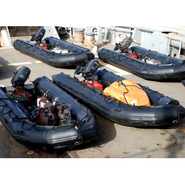 8 Person Black Long Military Inflatable Boat , Inflatable Speed Boat For Rescue