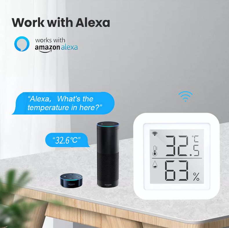 LED Screen 2.4G Wifi Thermometer Hygrometer Smart Hygrometer Alexa