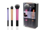 Black Rubber Handle Travel Size Makeup Brushes 108g Three Pieces