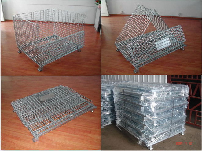 Stackable Pallet Rack Wire Decking Foldable Warehouse Storage Fit For Wheel