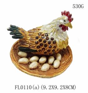 China Wholesale pewter zinc alloy hen shape metal trinket box big size pewter hen metal trinket box factory
