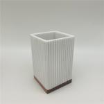 Square Vertical Stripe Bathroom Accessories White sand with wood parts