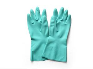 China 13 Inches Nitrile Gloves Solvent Resistant 15Mil Flocked Lining Heavy Duty Nitrile Gloves factory