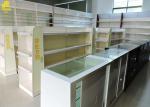 Glass Doors Steel Pharmacy Display Racks With Locker Glass Shelving