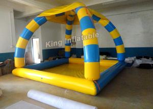 China Heat Sealed Inflatable Swimming Pools 5*4*5m Blue And Yellow With 800w Air Pump factory